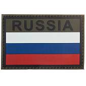 Нашивка ( шеврон патч patch ) тактическая флаг RUSSIA ( триколор ) 3D PVC ( пластизоль ) на липучке 9х6 оливковая (2504809) - ВОЕНТОРГ ТЫЛОВИК