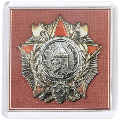 Магнит с Орденом Александра Невского металлизированный бордовый (4404039) - HAKKI.RU