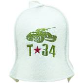 Шапка для бани Бацькина баня с вышивкой T-34 белая (1408022) - ВОЕНТОРГ ТЫЛОВИК