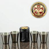 Набор подарочный стопки ( рюмки ) с символикой Военная разведка России в чехле 4х80 мл (4630222) - ВОЕНТОРГ ТЫЛОВИК