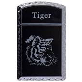 Зажигалка  газовая Tiger ( тигр ) серебристо-черная (4403353) - ВОЕНТОРГ ТЫЛОВИК